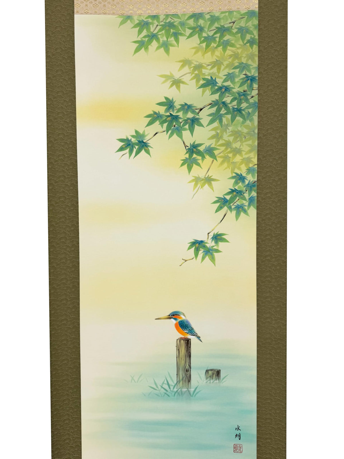 Japanese Wall Art Scroll (Autumn Grasses under a Pale Moon)