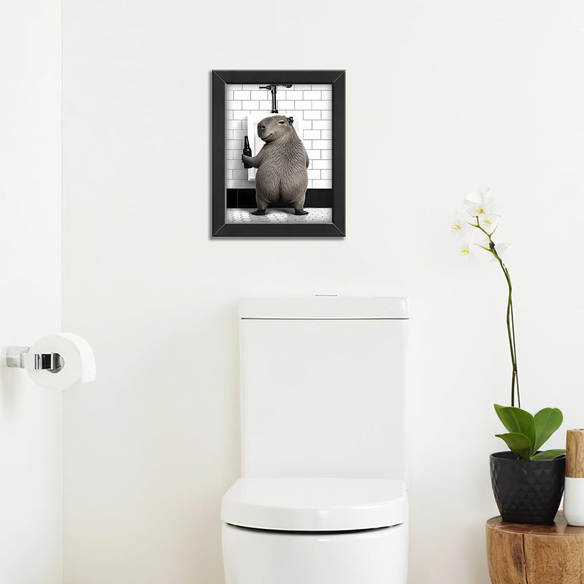 Funny Bathroom Wall Art Framed Capybaras Bathroom Decor (Framed Bathroom Art 6 / 10"L x 8"W)