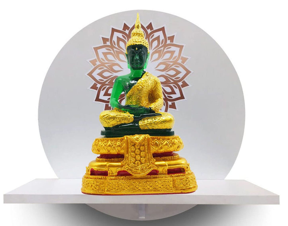 Emerald Buddha Statue Meditation 7" H. Jade Buddha Thai Buddha Statue for Home Decor Buddha Figurines (Asian)
