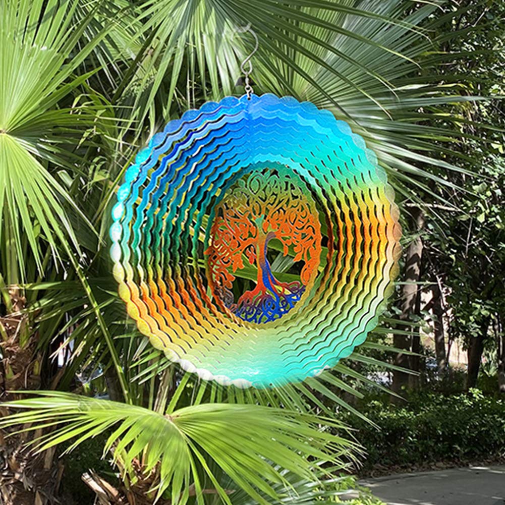 Stainless Steel Wind Spinner Worth Gifts Indoor Outdoor Garden Decoration Crafts Ornaments 12Inch Multi Color Life Tree Wind Spinners (12inch / Mdl02)