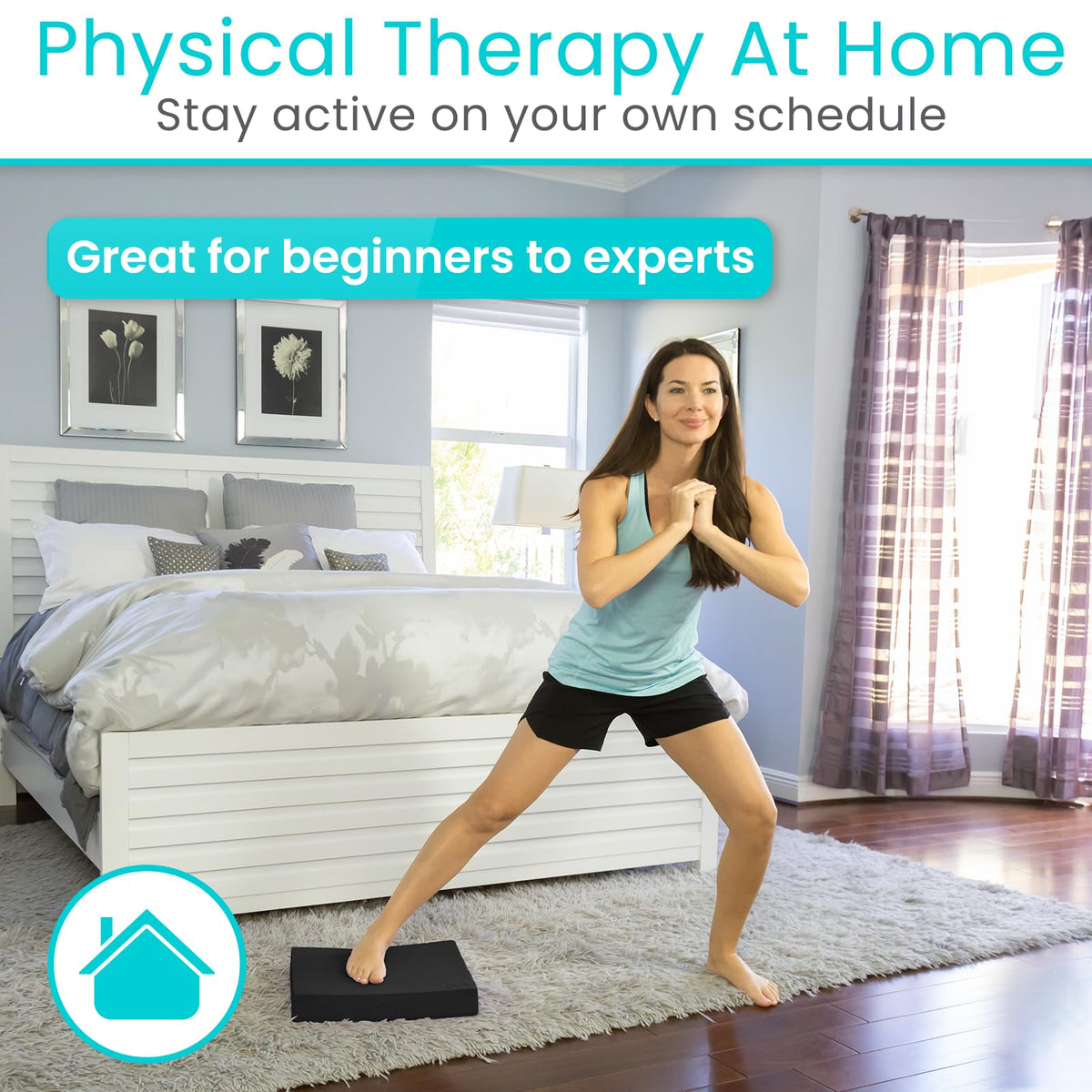 Balance Pad Foam Board Yoga Mat Block for Physical Therapy (Midnight Black)