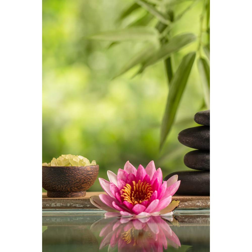 Spa Shower Curtain Pink Lotus Candle Black Stones Calm Relaxing Bath Curtain Waterproof Polyester Fabric Bathroom Decor Set with Hooks 72x78inch (72"W x 78"L (Pack of 1) / Green 01)
