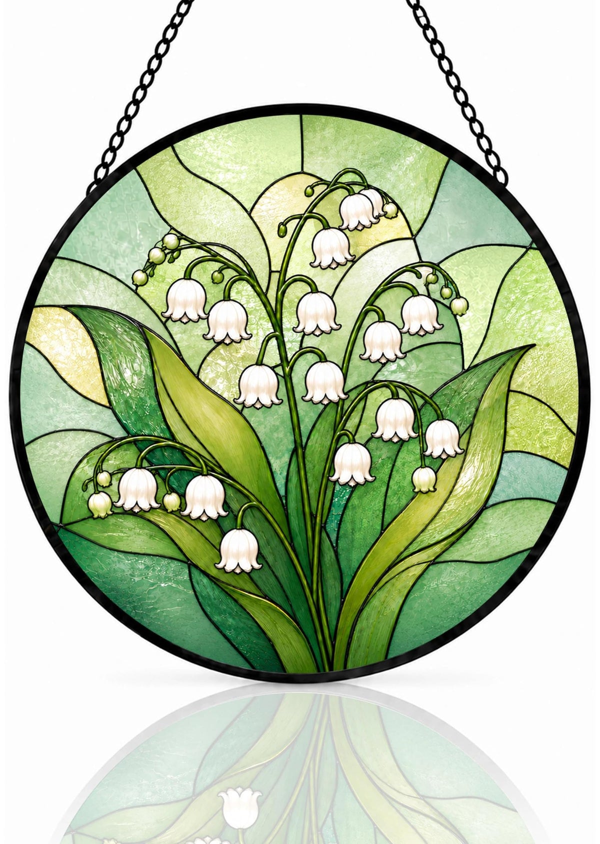 Lily of the Valley Gifts for Women Suncatcher Stained Glass Window Hanging (Lily of the Valley / 7.8 x 7.8 IN)