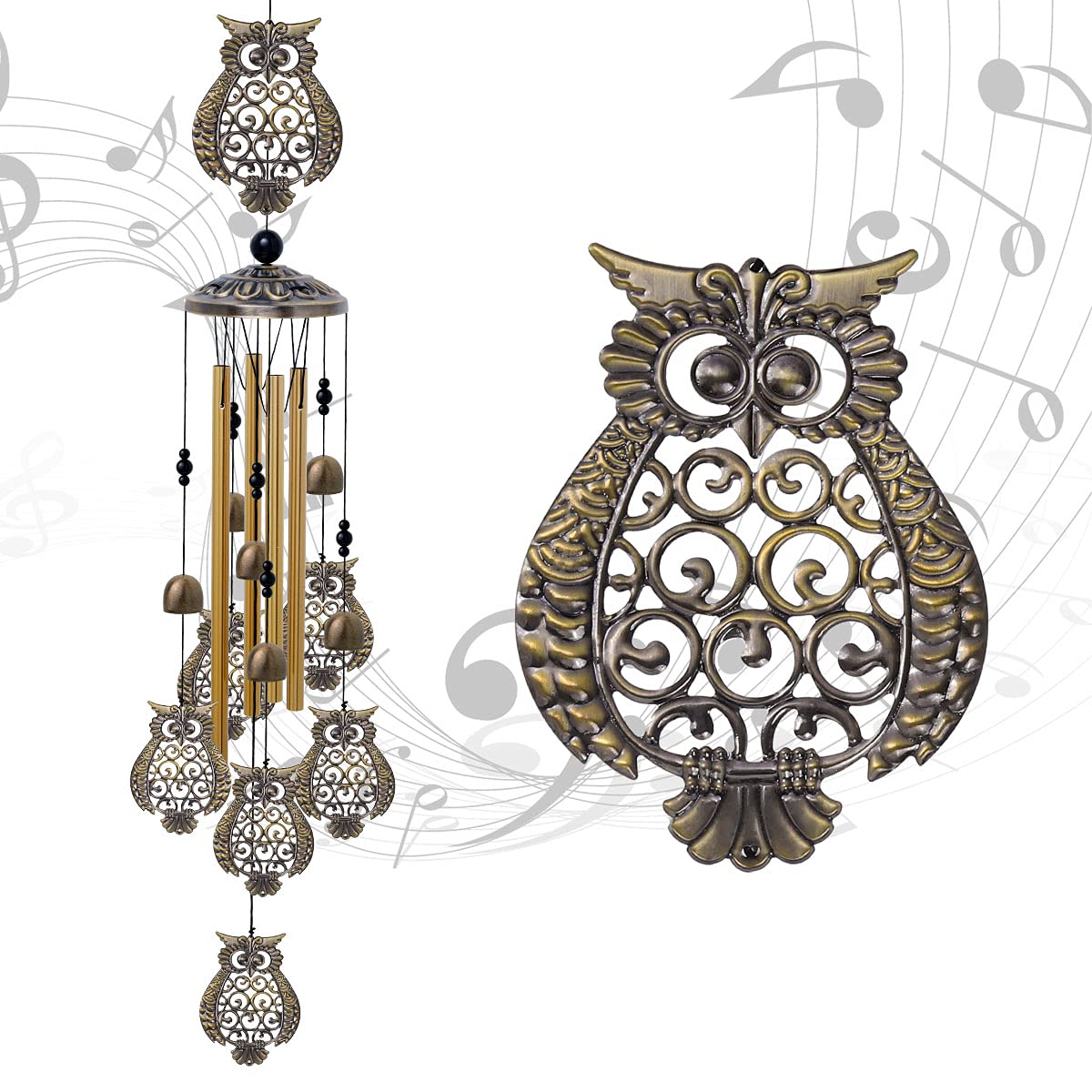 Garden Owl Wind Chimes Outdoor Indoor Decor
