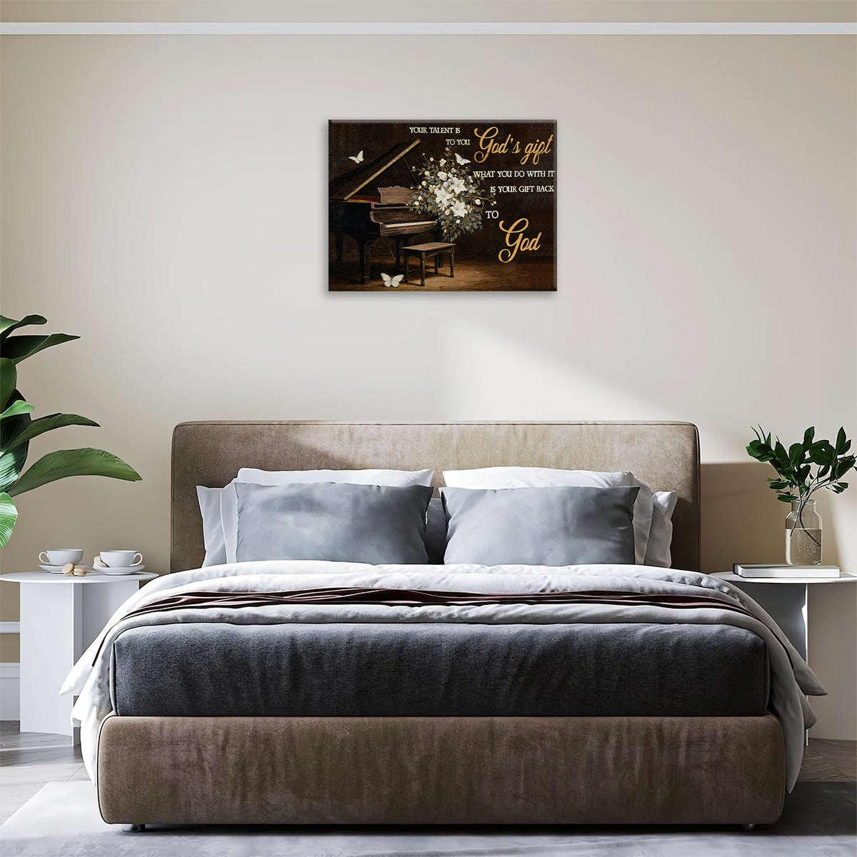 Piano Canvas Wall Art Inspirational Music Painting Framed ArtWork 16"x24" (Piano / 24"L x 16"W)