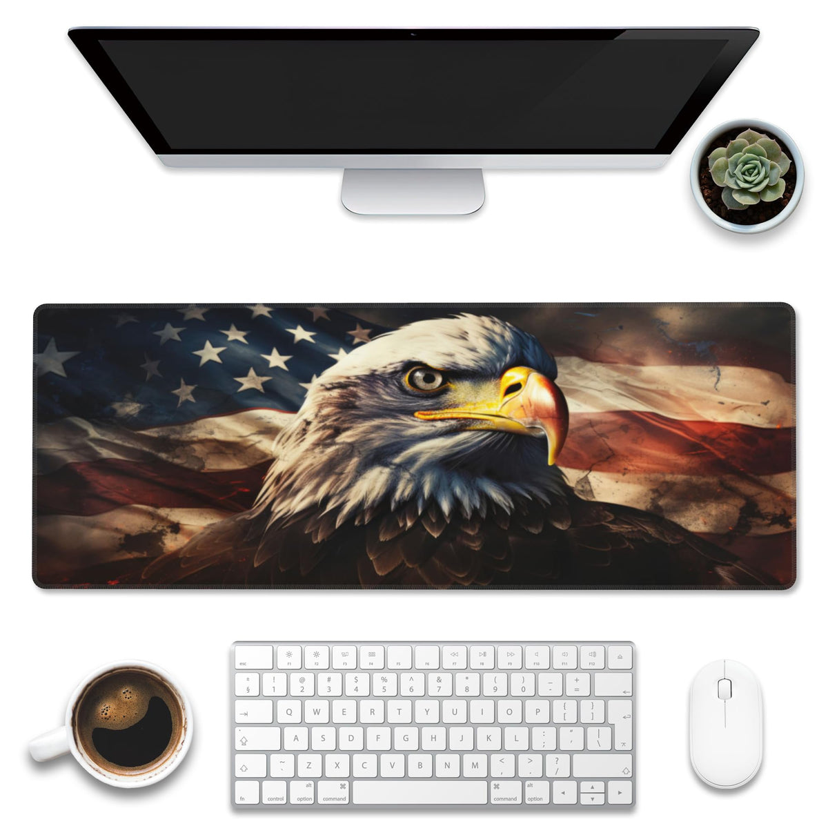 Desk Mat American Bald Eagle Large Gaming Mouse Pad XL (31.5" x 11.8" / American Bald Eagle)