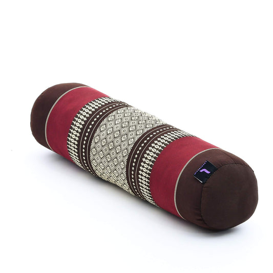 Yoga Bolster 20 x 6 x 6 inches Kapok Roll for Meditation & Massage (Sf19 - Red, Brown)