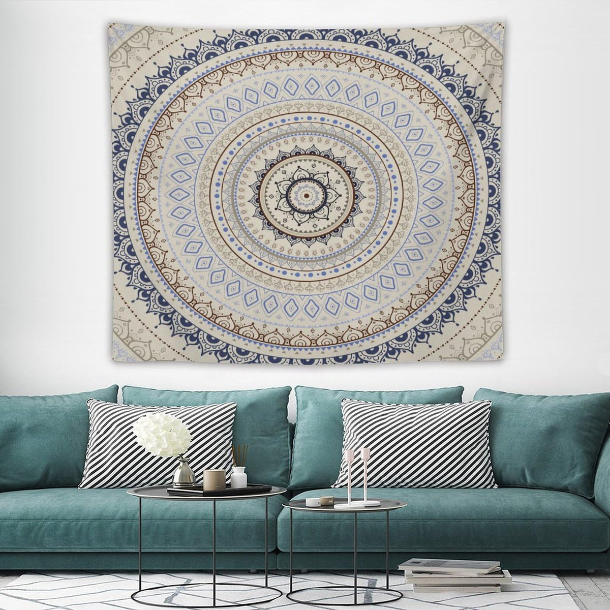 Mandala Tapestry Wall Hanging Retro Eastern Backdrop Swirled Cosmic Lotus Yoga Boho Artwork Tapestries Home Decor for Living Room Bedroom Farmhouse Apartment Dorm 50"x60" (50"L x 60"W / Mandala-44)