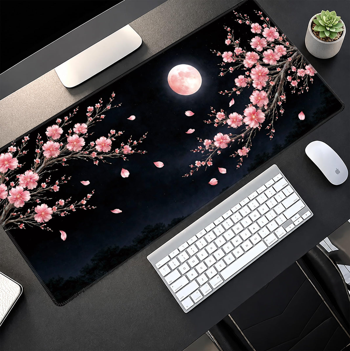 Cherry Blossom Extended Gaming Mouse Pad (Pink Moon Cherry Blossom / 35.4L x 15.7W inches)