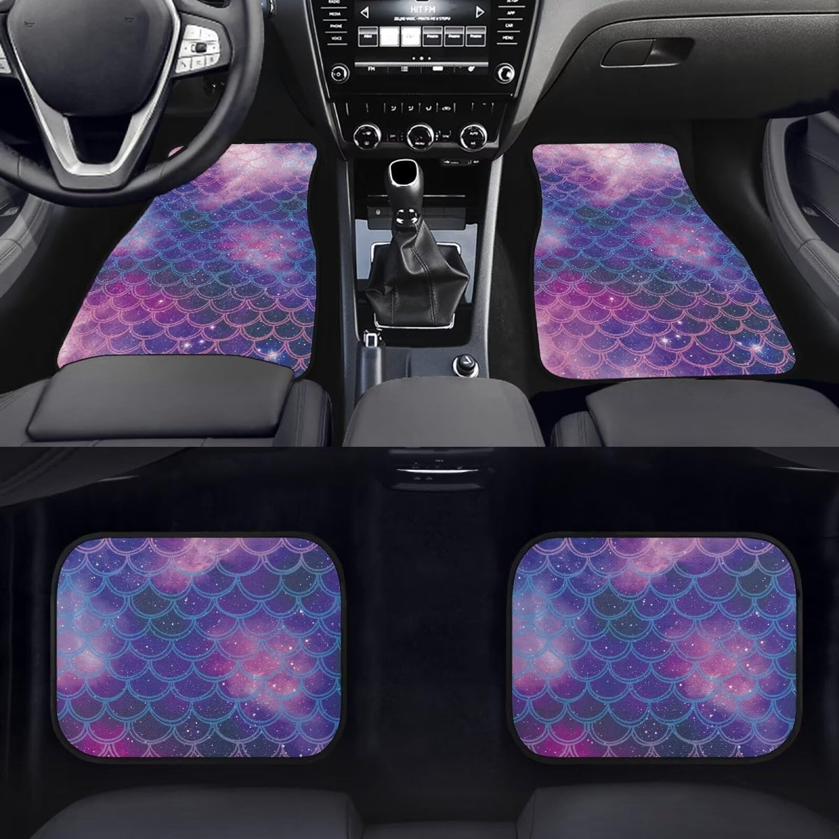 Mermaid Scales Cars Floor Mats Blue Automotive Floor Mats Universal 4 Piece Car Carpet Mat Set Non Slip Rubber Automotive Foot Mat Washable Mermaid Scales Car Accessories (Blue Mermaid Scales)