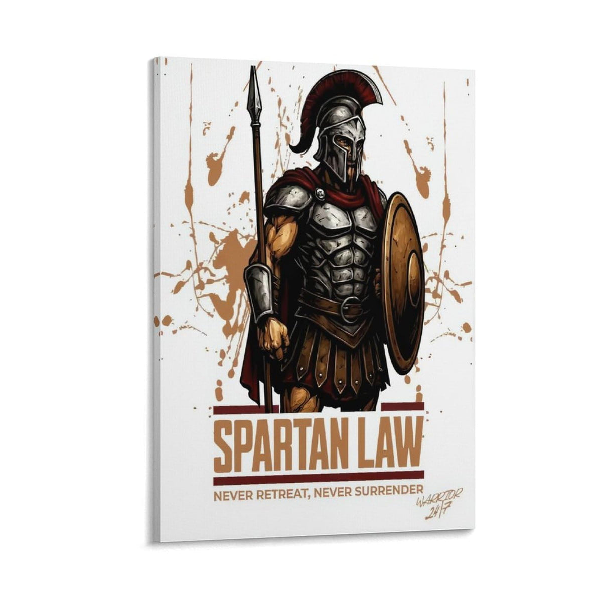 Spartan Law Never Retreat Never Surrender Canvas Printing Wall Art Prints Wall Decor Posters Ancient Warrior Shield Spear Vintage Greek Bedroom Living Room Office Gym Decor 12x18inch (style-27 / 12x18inch(30x45cm) Frame)