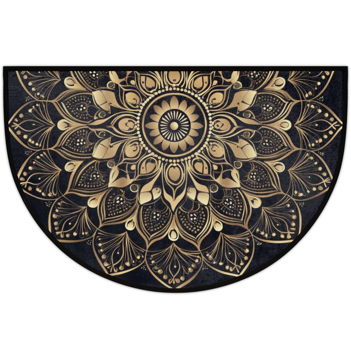 Mandala Ethnic Half Round Rug Half Moon Door Mat Half Circle Rugs (A:a-color 13)