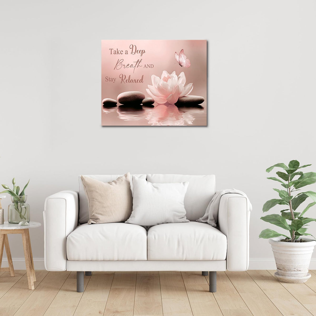 Zen Flower Wall Art for Bedroom (16"L x 24"W / Pink)