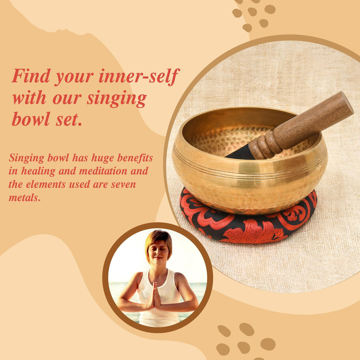 Tibetan Singing Bowl Set (Bronze 7.5")