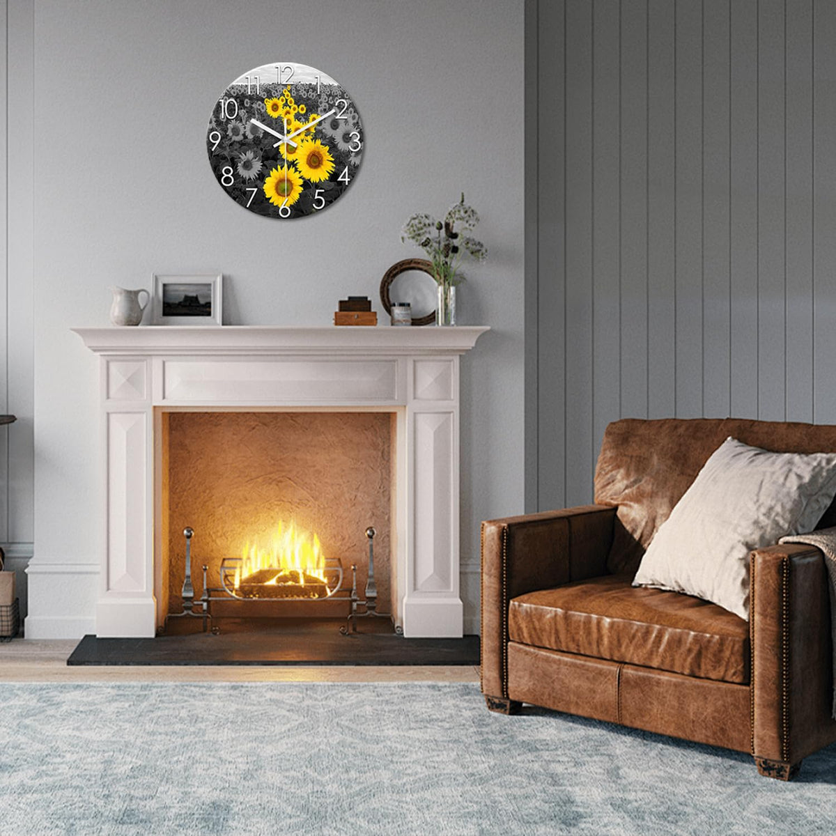 Large Sunflower Kitchen Wall Clock 16 Inch Silent (Yellow1 / 16 Inch)