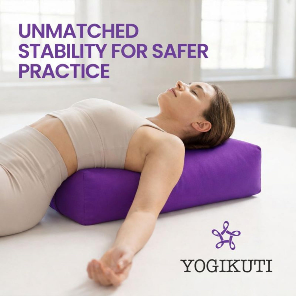 Rectangular Yoga Bolster Cushion for Meditation & Restorative Yoga (Purple)