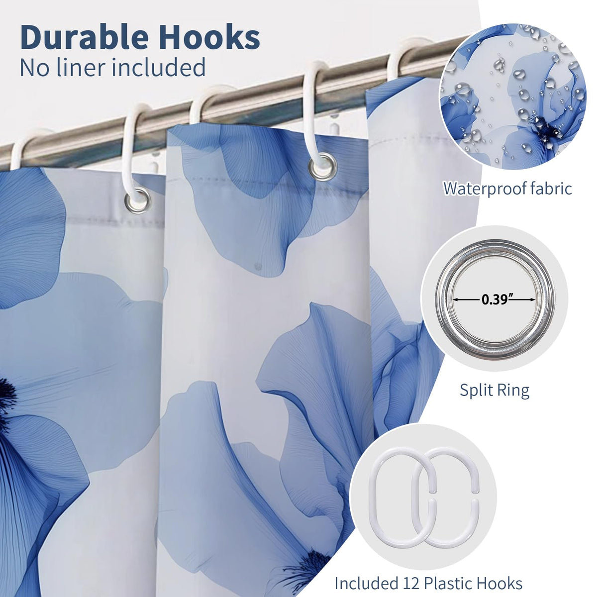 Blue Iris Floral Shower Curtain (Iris Floral)