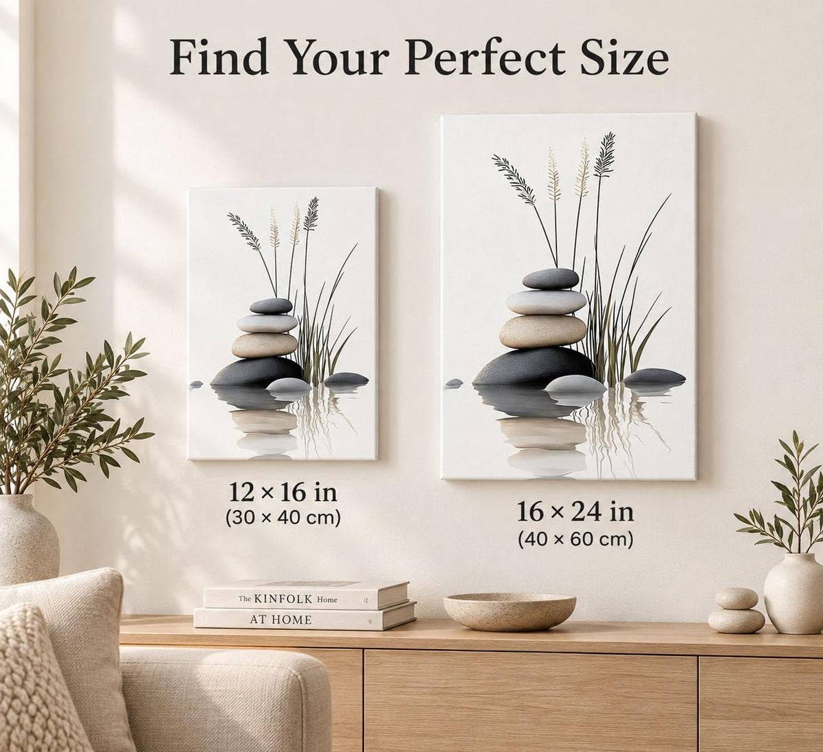 Zen Stone Canvas Wall Art 12x16in (Zen Stone-Canvas / 16"L x 12"W)