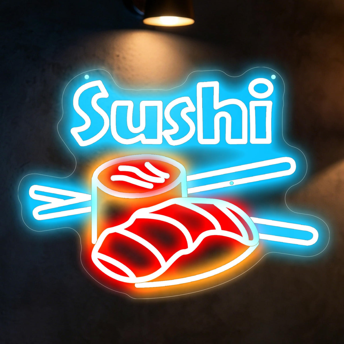 Sushi Neon Sign Japanese Izakaya Food LED Wall Decor (Sushi-Ice Blue)