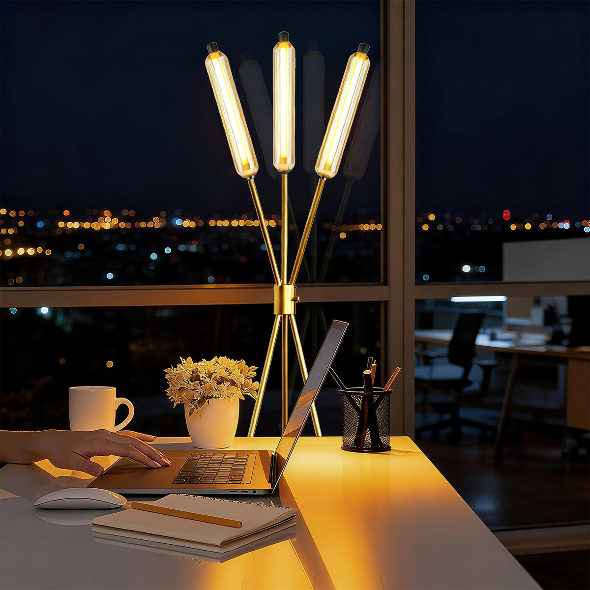 LED Tripod Floor Lamps for Living Room (Gold-111A)