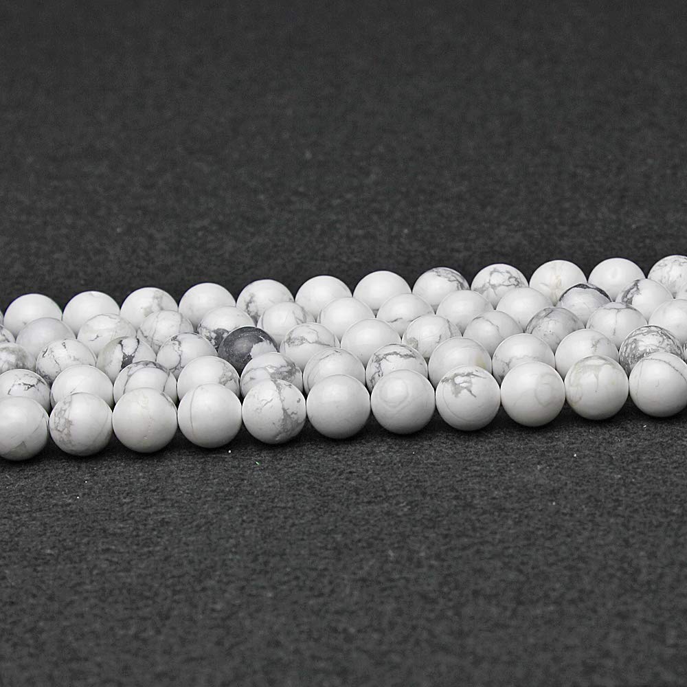 Natural Stone Beads White Howlite Round Loose Beads for Necklace Bracelat Jewelry Making (White Howlite / 4mm)