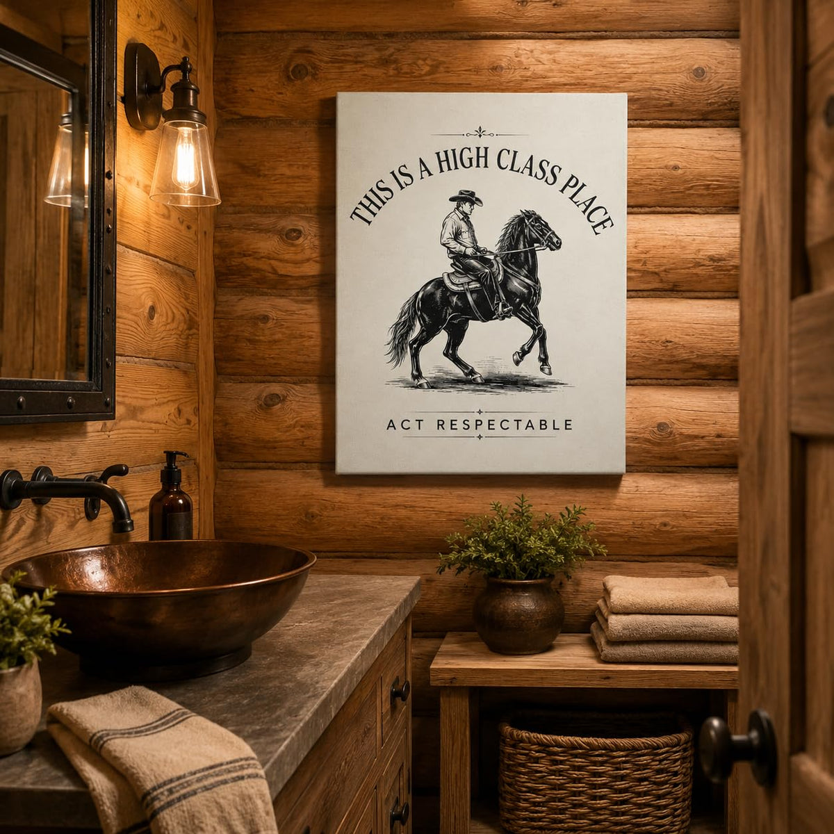 Funny Cowboy Framed Canvas Wall Art Western Quote Rustic Decor 12x16 Inches (Funny Cowboy / 16"L x 12"W)