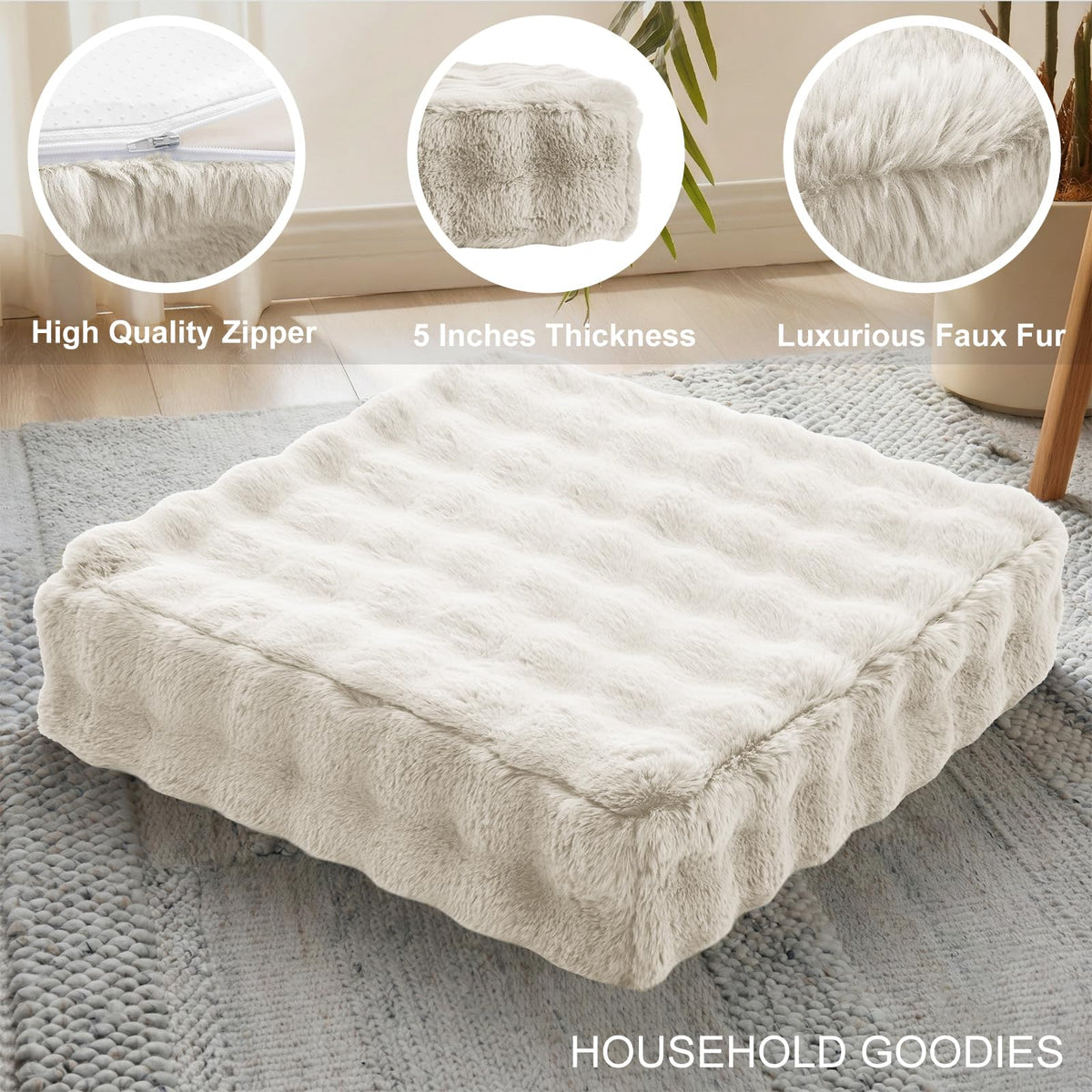 2 Pcs High Density Foam Floor Pillow (Almon White / 2 Counts)