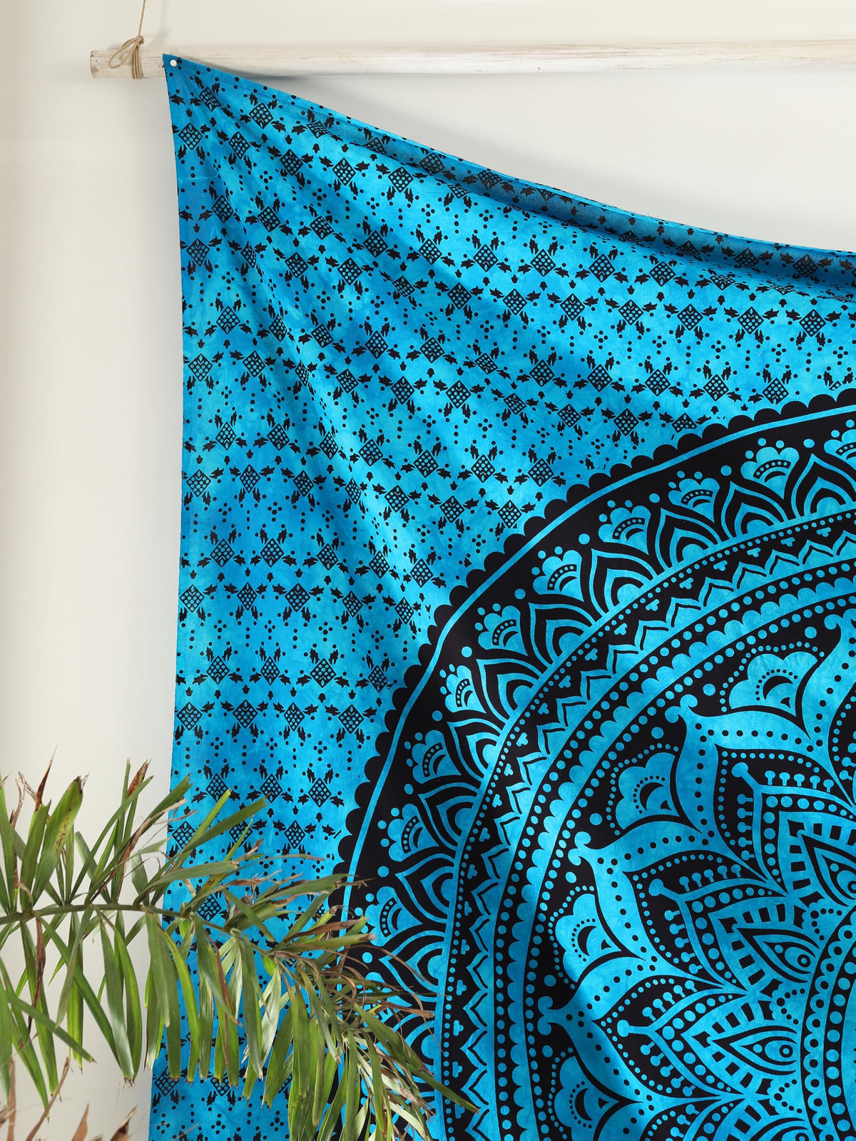 Queen Mandala Hippie Hippy Tie Dye Psychedelic Ombre Tapestry Wall Hanging (88"L x 81"W / Tarquoise Black)