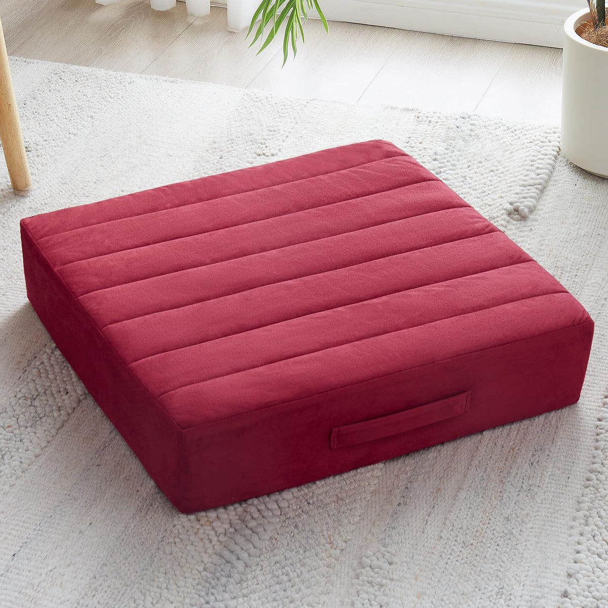 22 inches Floor Pillow for Adults (Burgundy / 1 Count)