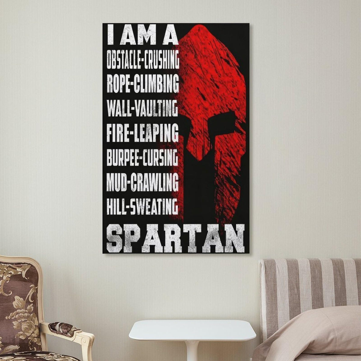 I Am A Spartan Obstacle Race Motivation Canvas Printing Wall Art Prints Wall Decor Posters Red Black Warrior Helmet Gym Fitness Training Bedroom Office Garage Decor 08x12inch (style-35 / 08x12inch(20x30cm) Unframe)