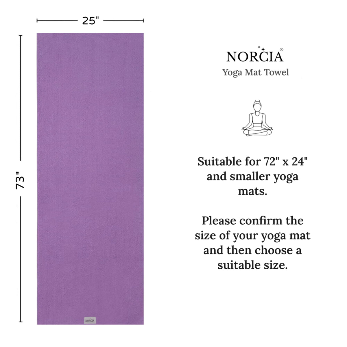Yoga Towel Non Slip Hot Yoga Mat Towel with Corner Pockets (Purple)