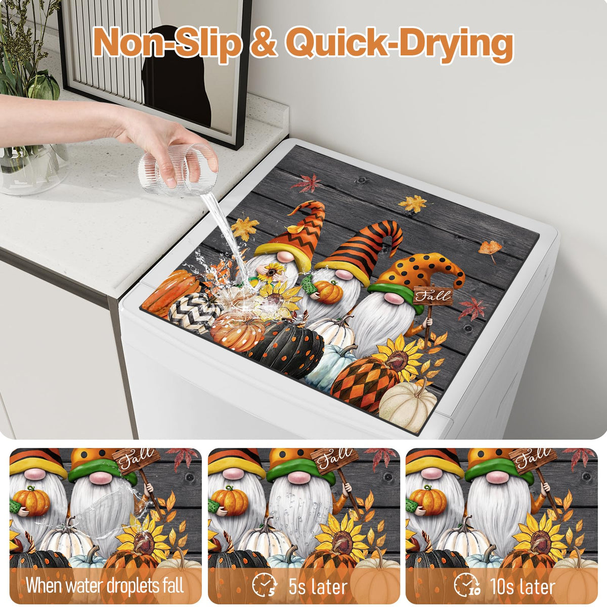 Dryer Top Protector Mat (fall gnome)