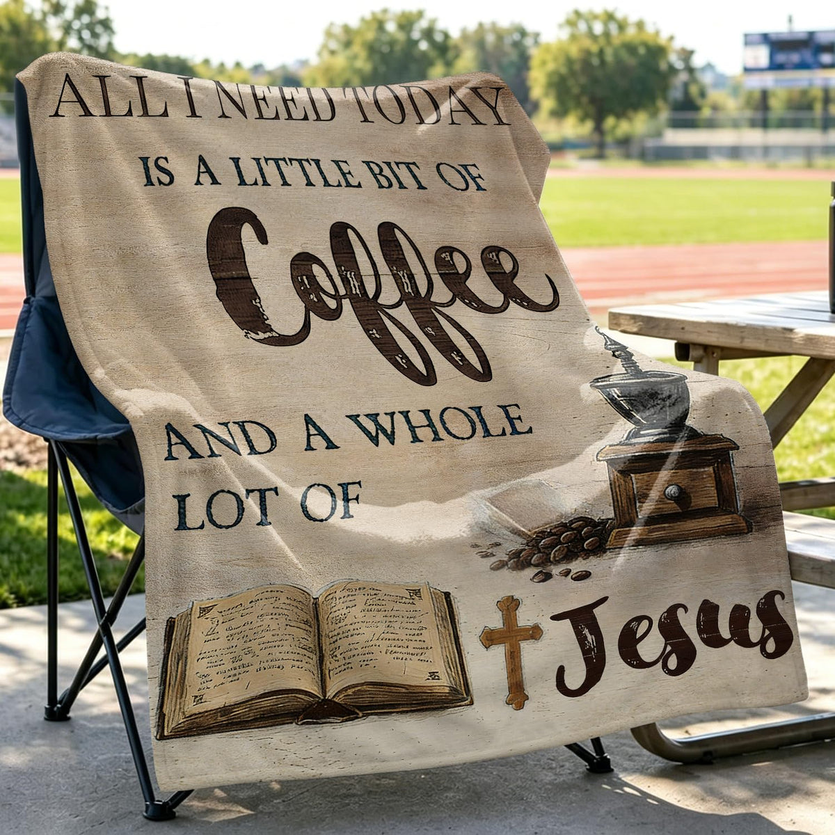 Coffee and Jesus Fleece Blanket Christian Blanket Gift Room Decor 40"x50" (Coffee and Jesus / 40"X50")