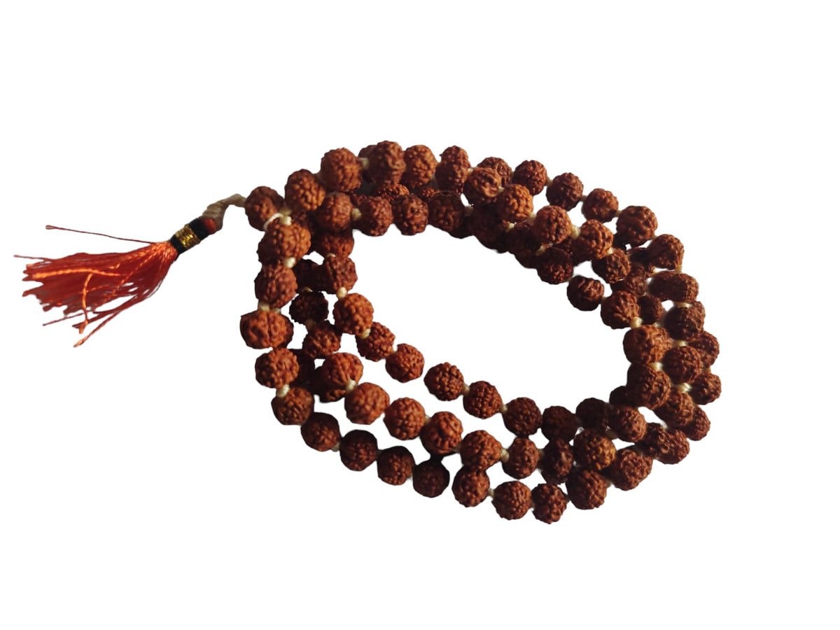 Rudraksha Mala with Gomukhi japa Bag 108 Beads Hare Krishna Mala Puja samagri (Rudraksha Mala 9 MM)
