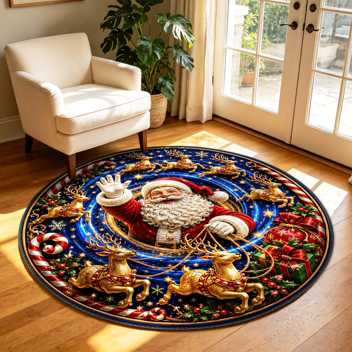 Christmas Round Rug 4ft (115 / 4' (Round))