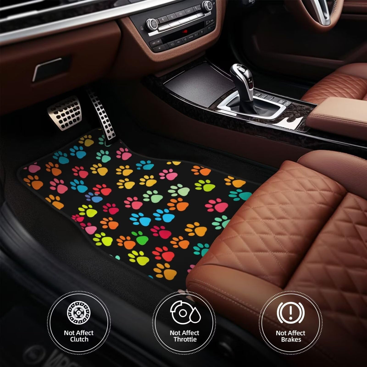 Dog Paw Car Floor Mats Set of 4 for Men Women Girls (Paw Printing)