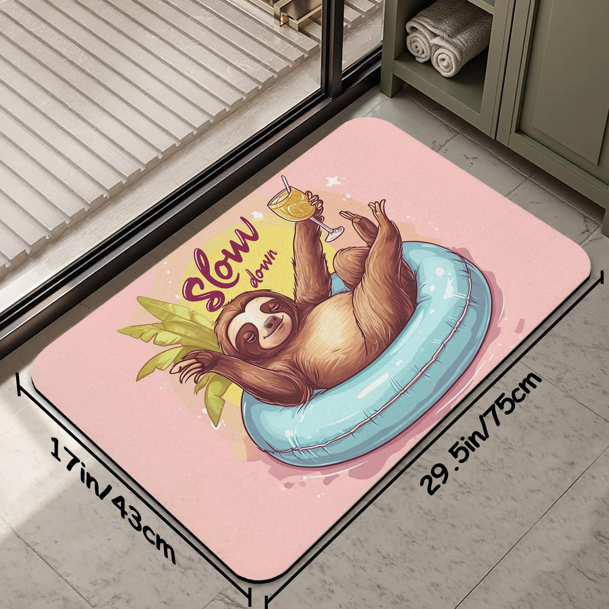 Cute Sloth Bathroom Rug 29.5"x17" (Cute Sloth)