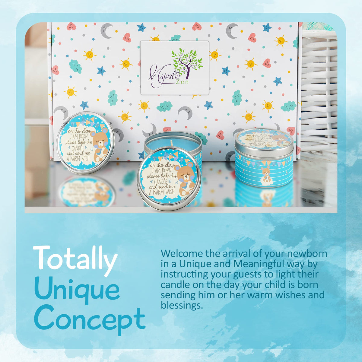 Baby Shower Candle Favors for Boy (Blue-2-9pk)