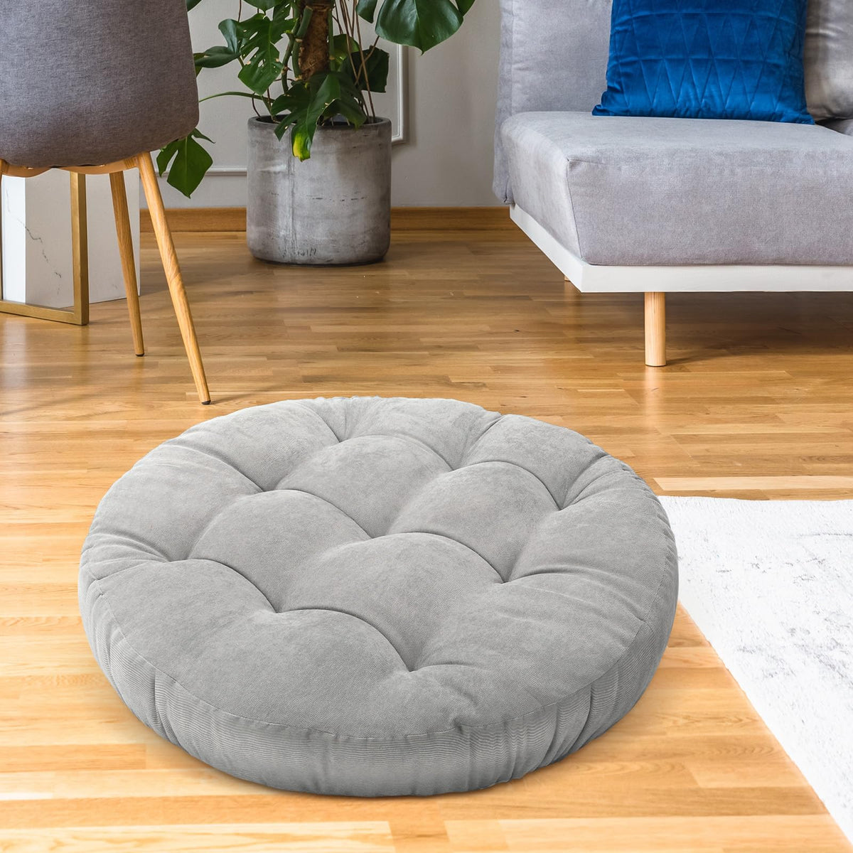 Extra Large Floor Pillow 35 Inch Round Circle Chair Floor Meditation Cushion Papasan Swing Cushion for Adults Oversized Playroom Pillows Big Pillow for Yoga Living Room Sofa (Gray / Classic)