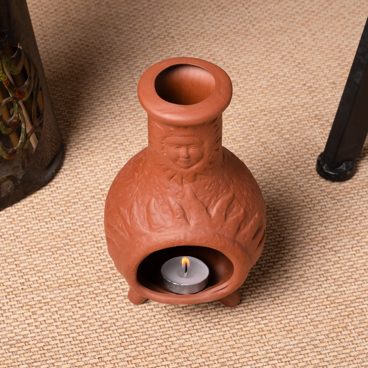 Sun Face Terracotta Palo Santo Holder (Terracotta -Sun Face Palo Santo Holder)