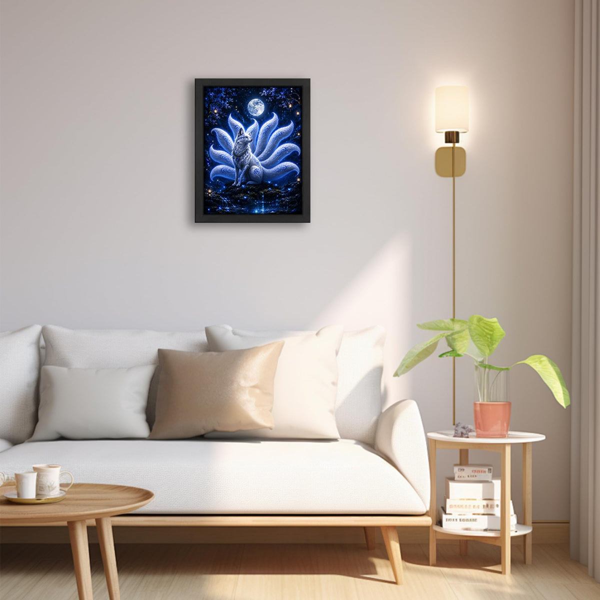 Nine Tailed Fox Decor Wall Art (Wall Art Framed 22 / 24"L x 16"W)