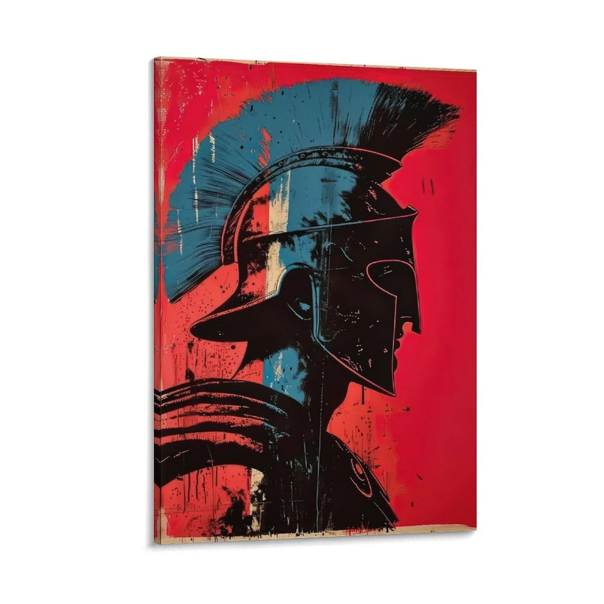 Spartan Warrior Profile Canvas Printing Wall Art Prints Wall Decor Posters Red Black Modern Abstract Greek Helmet Minimalist Living Room Bedroom Office Gym Decor 12x18inch (style-10 / 12x18inch(30x45cm) Frame)