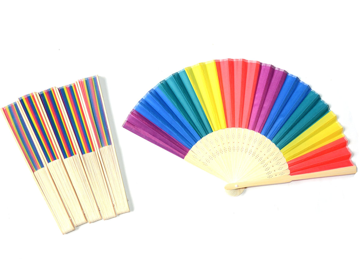 6 Pack Rainbow Folding Fans (6 Pack ,Rainbow)