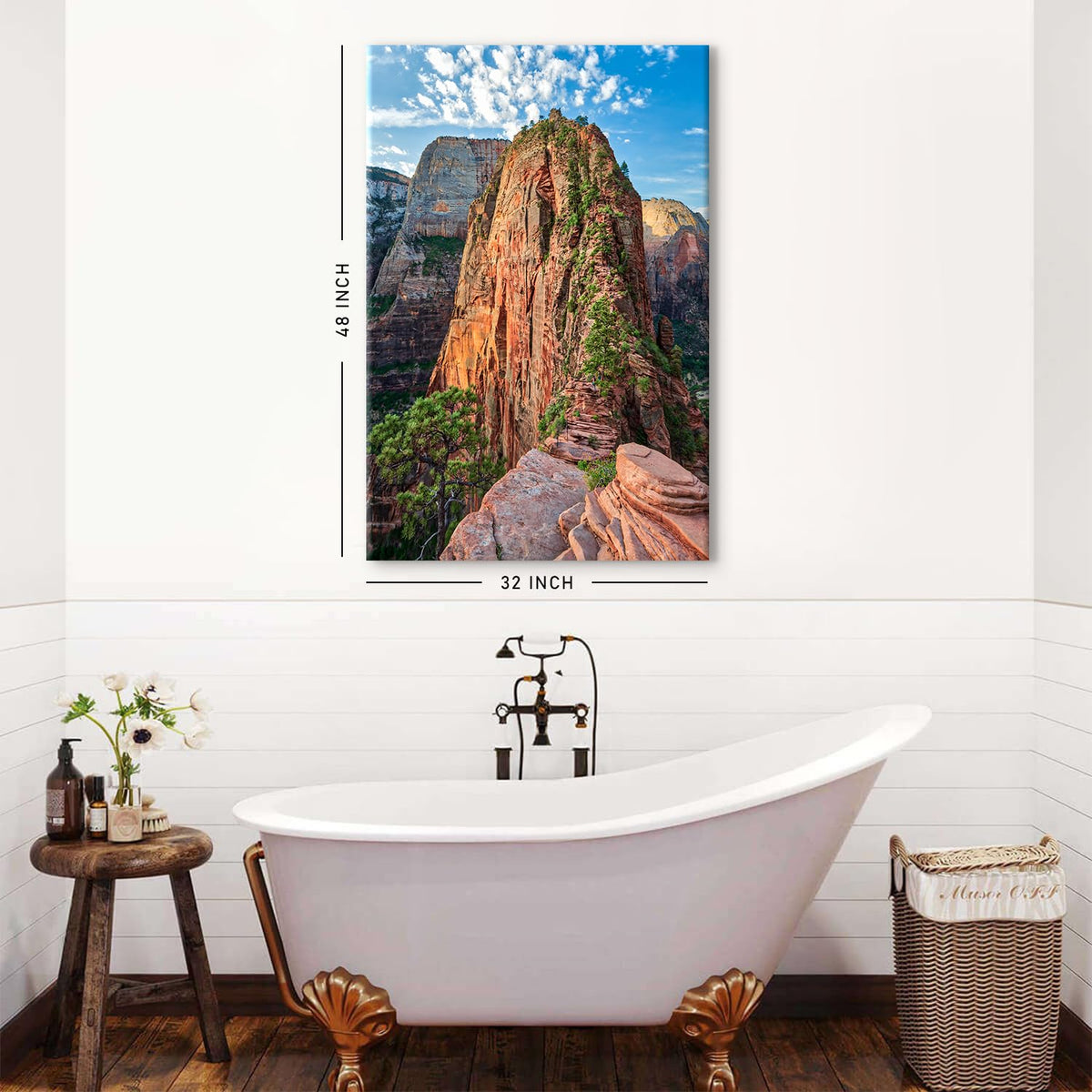 Mountain Wall Art Zion Canyon Wall Decor Zion National Park Posters Nature Forest Pictures Utah Angels Landing Landscape Painting Modern Artwork for Bathroom Bedroom Home Decoration 32x48" (48"L x 32"W / Zion Canyon)