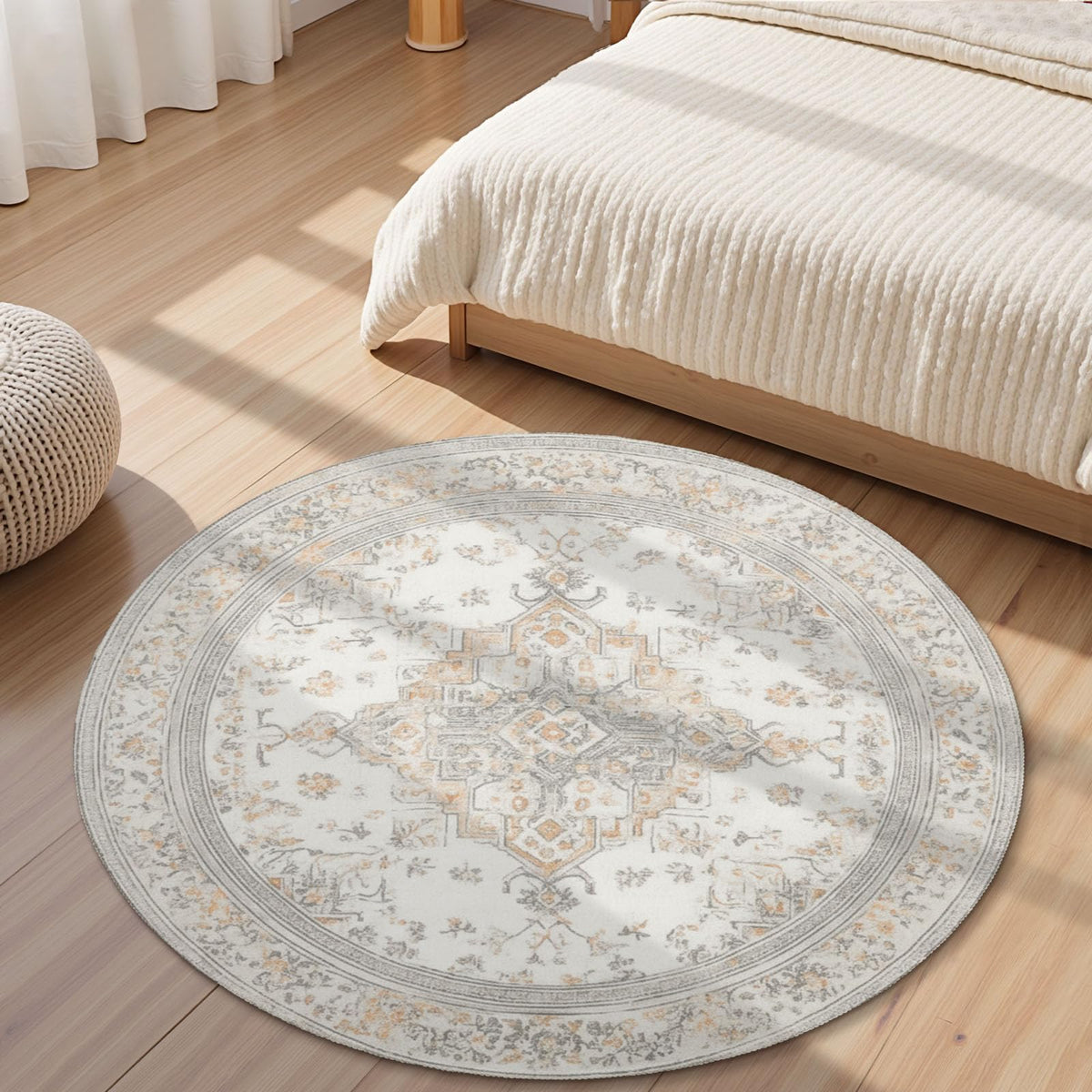Vintage Round Area Rug 5ft (Daily-vintage Beige / 5' (Round))