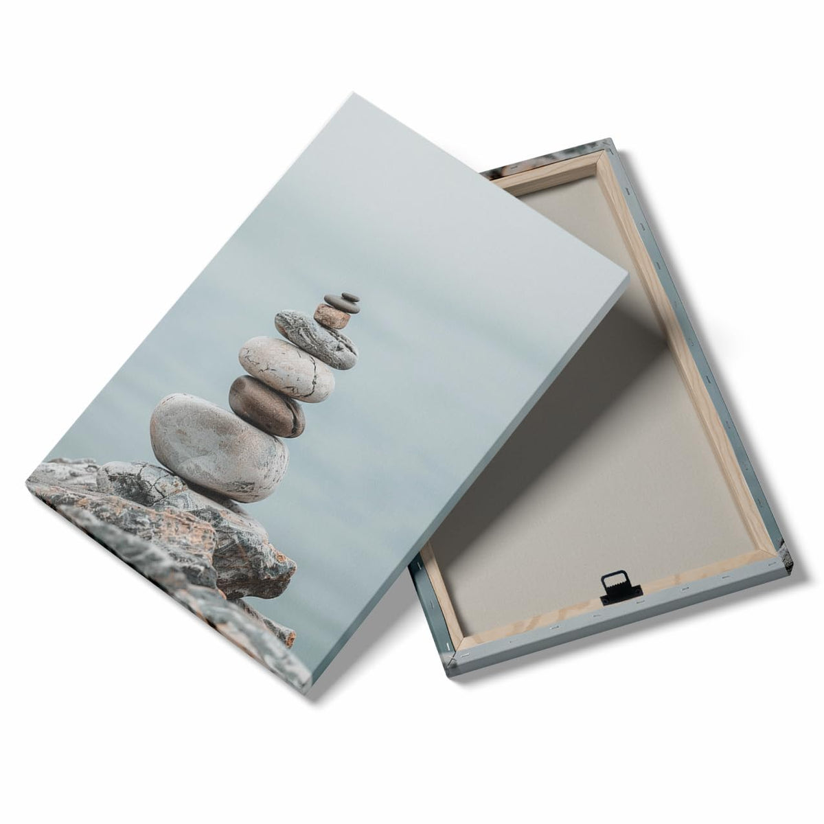 Minimal Zen Rock Stack Wall Art (Wood Framed-6 / 16"L x 20"W)