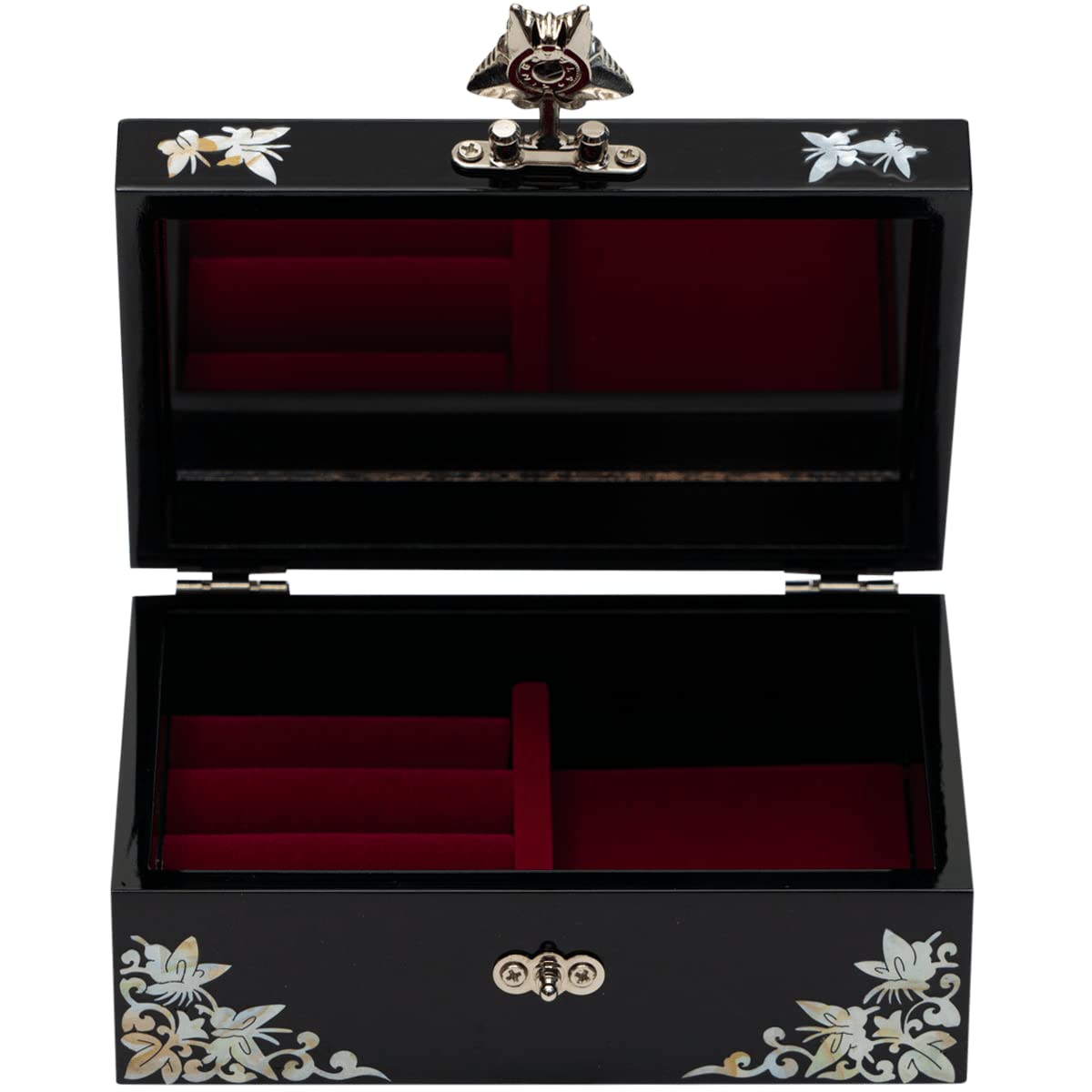 Mother-of-Pearl Jewelry Box – Elegant Purple Lacquered Keepsake with Peony & Butterfly Design, Red Velvet Interior – Christmas, Birthday Gift, Unique Jewelry Organizer for Women (Purple Haze)
