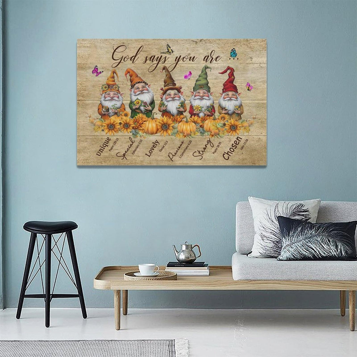 Dwarf God Says You Are Wall Art Fall Pumpkins Pictures Wall Decor Autumn Scripture Bible Verse Canvas Painting Home Modern Artwork Decorations Framed for Bathroom Living Room Bedroom Office 24x16inch (24"L x 16"W / Dwarf)