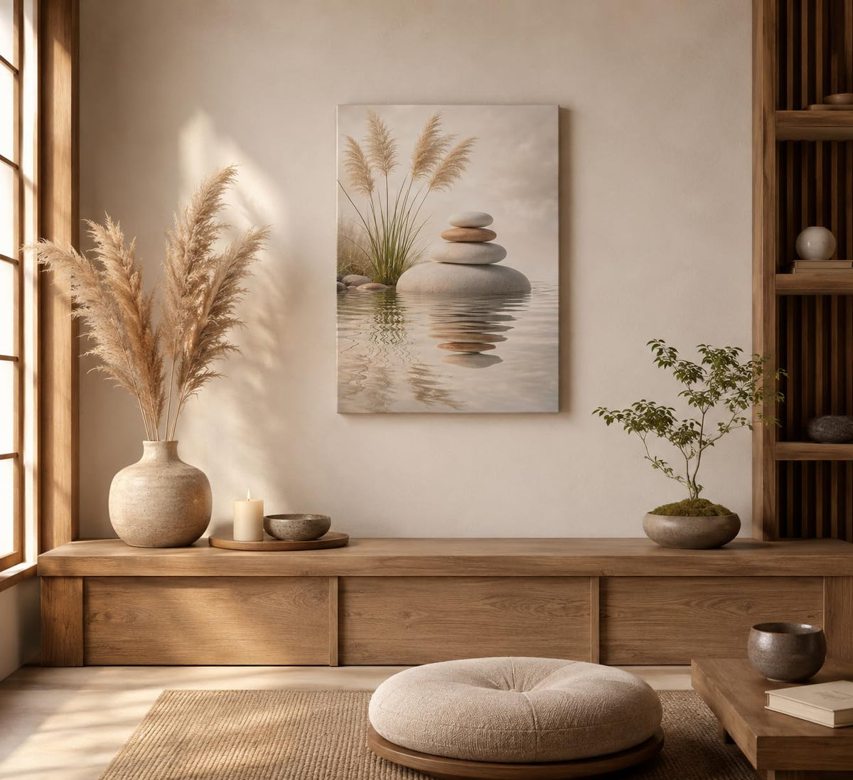 Zen Stone Canvas Wall Art 16x24Inches (Zen Canvas / 24"L x 16"W)