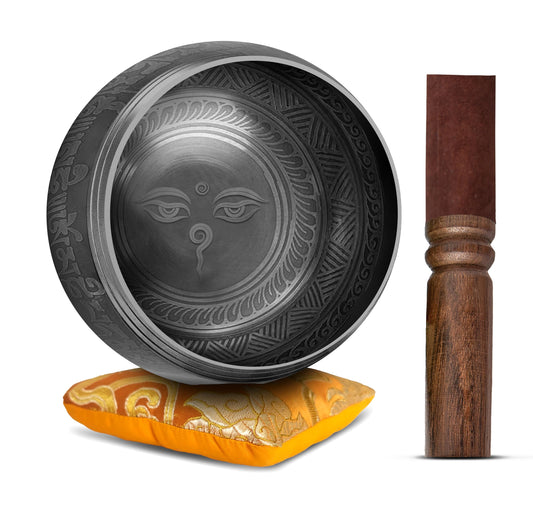 Tibetan Singing Bowl Set (Black - Orange / 4 Inches)